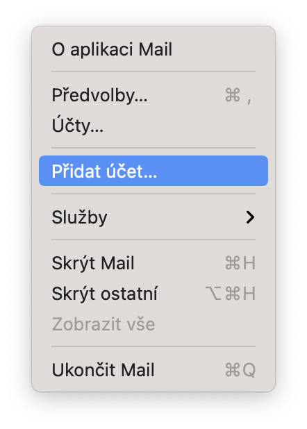 Přidat účet Mail Macos