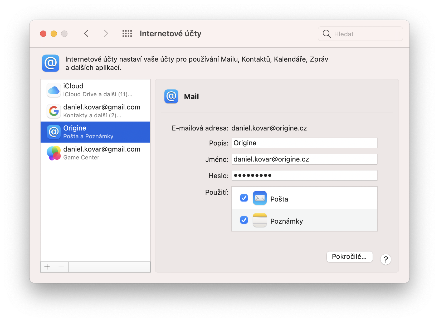 Úprava mail Mac OS